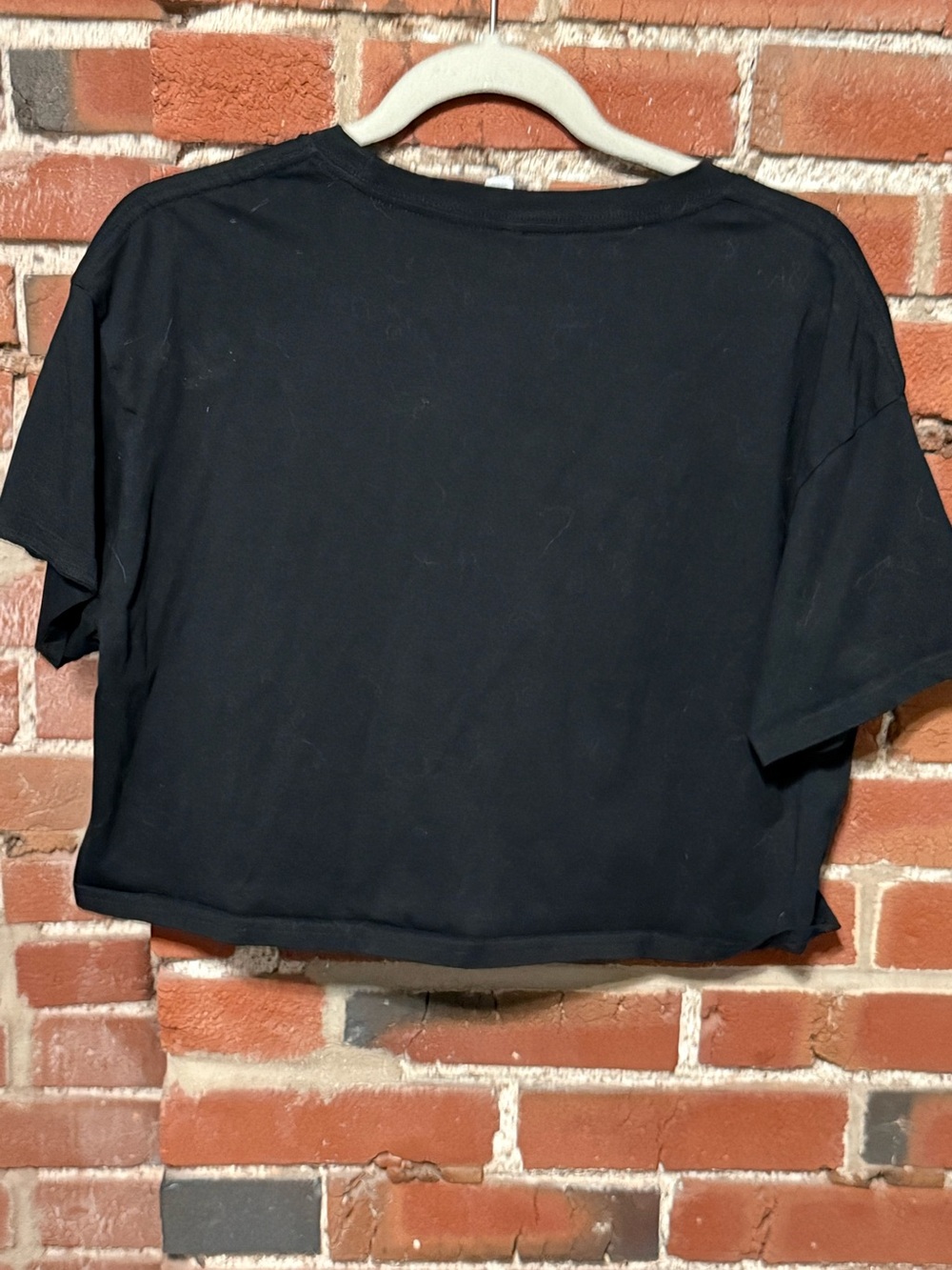 Black Graphic Crop Tee with 'Deny Defend Depose' Print - Picture 3 of 3